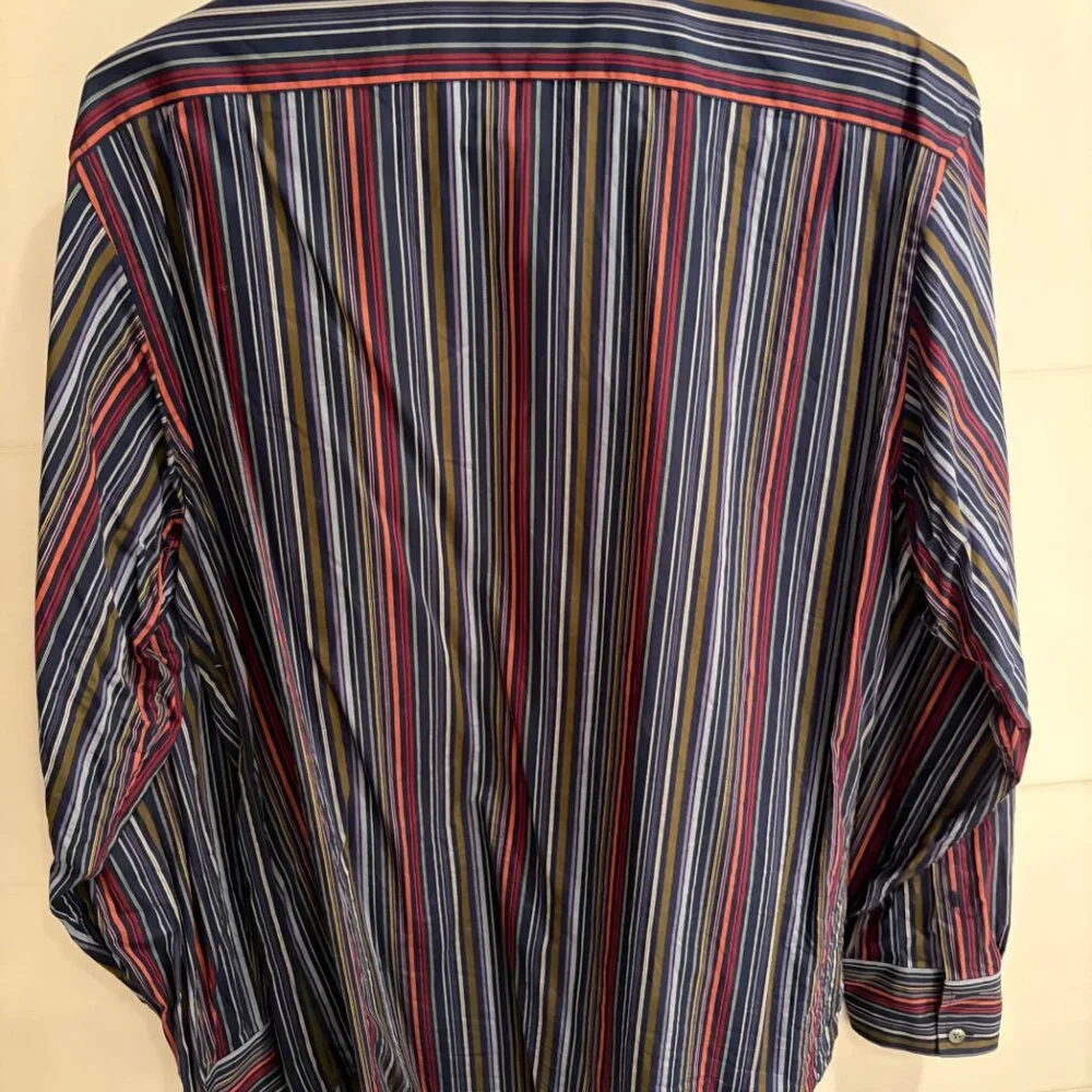 Banana Republic Men’s L 16-16.5 Multicolor Stripe 100% Cotton Button Down